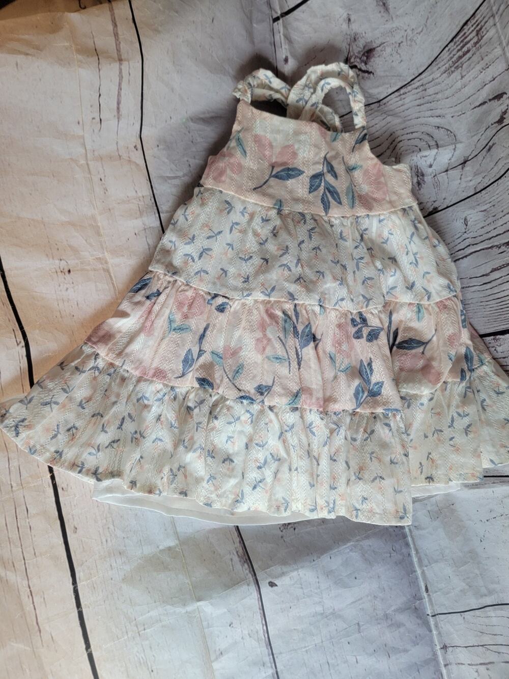 Catherine Malandrino Toddler Girls Dress 12mo Tiered Floral Sleeveless Casual